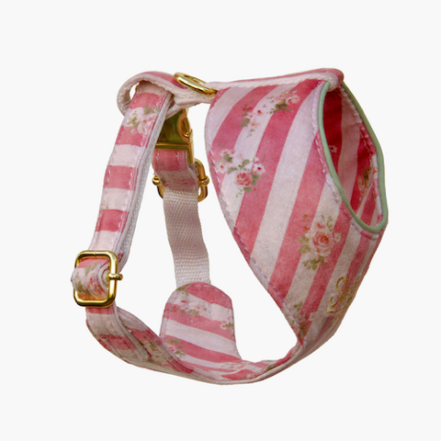 Luxury Velvet Dog Harness – Handmade Vintage Floral Design