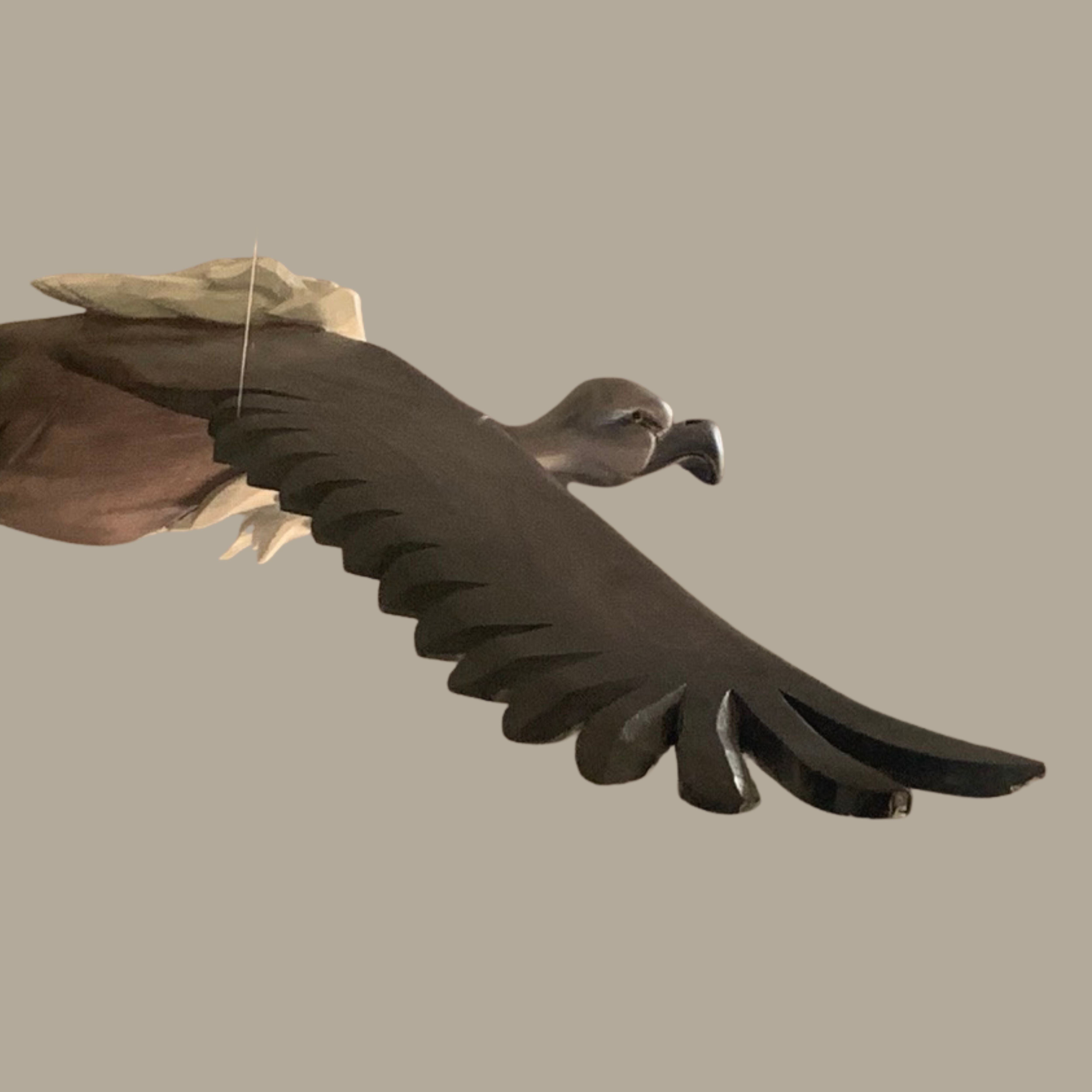 Hand Carved Wooden Vulture Mobile