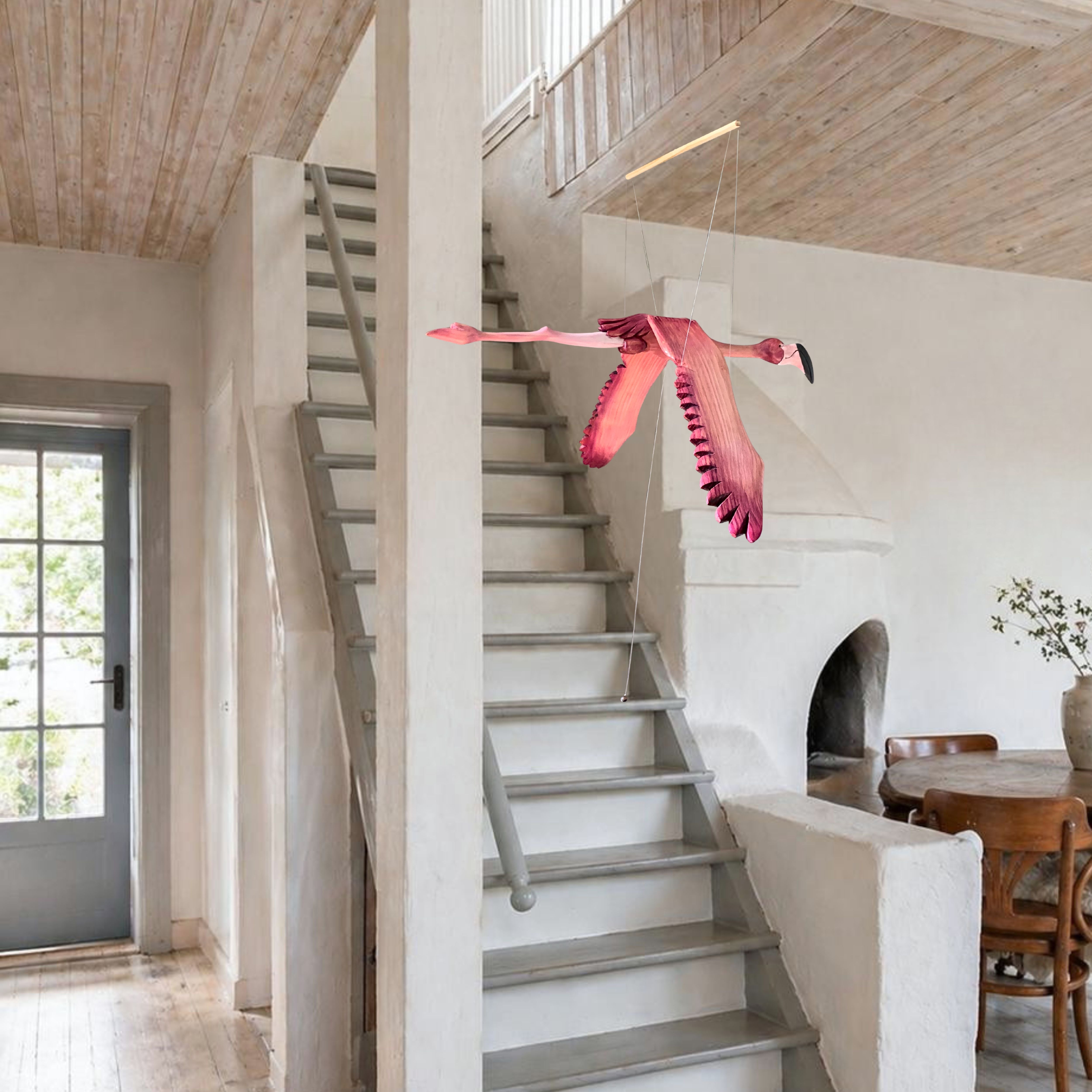 Hand-Carved Flamingo Mobile