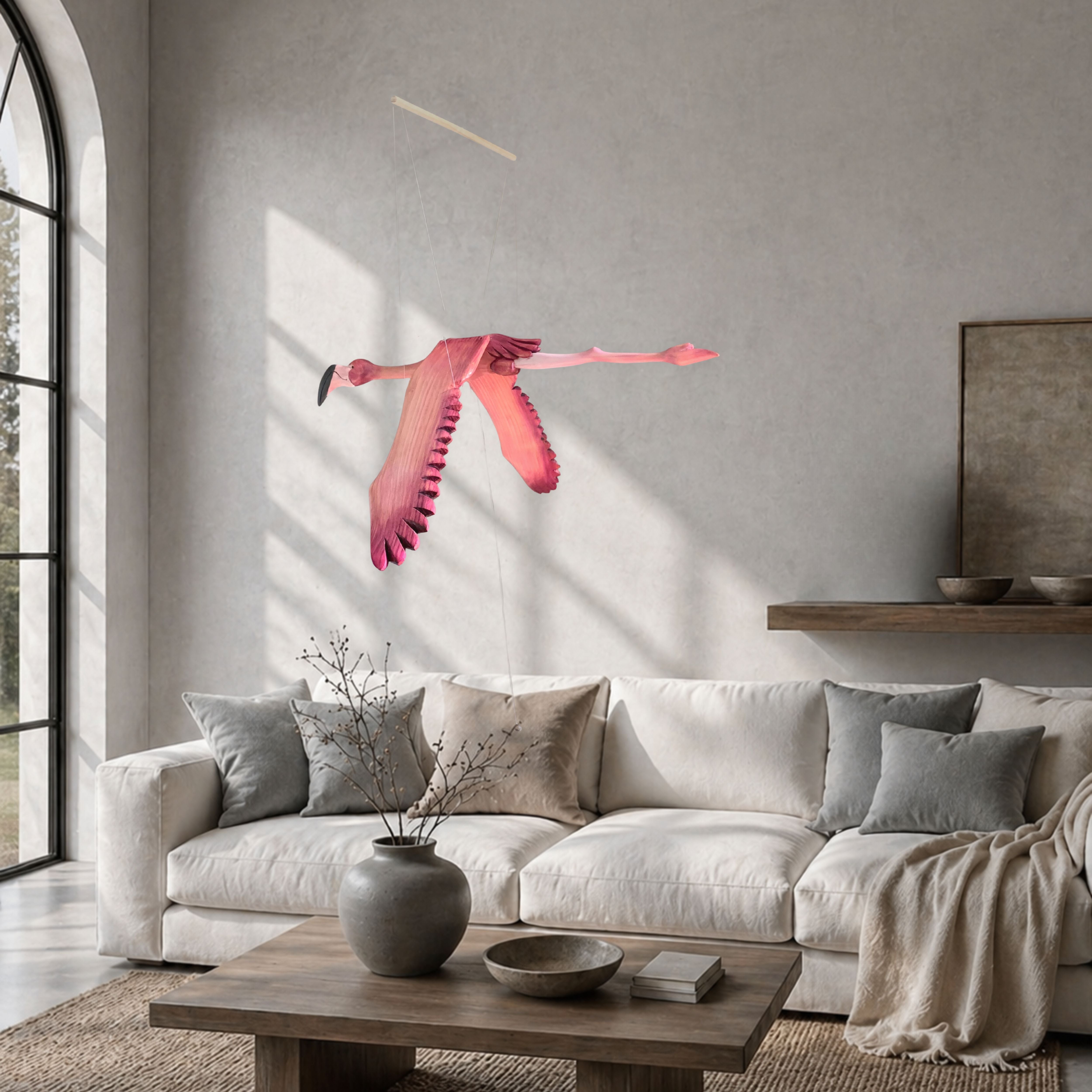 Hand-Carved Flamingo Mobile