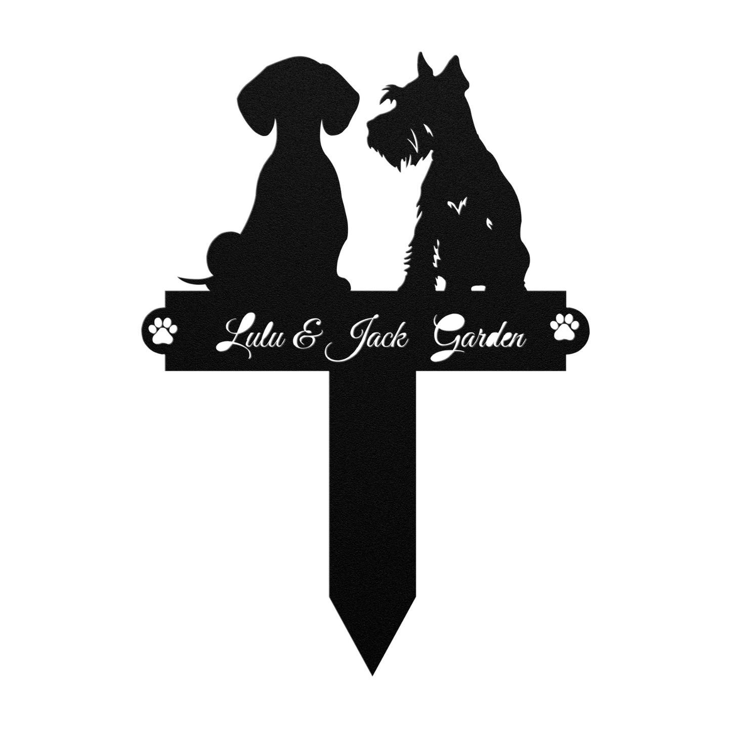 Custom 2 Dogs Garden Steak Metal Sign