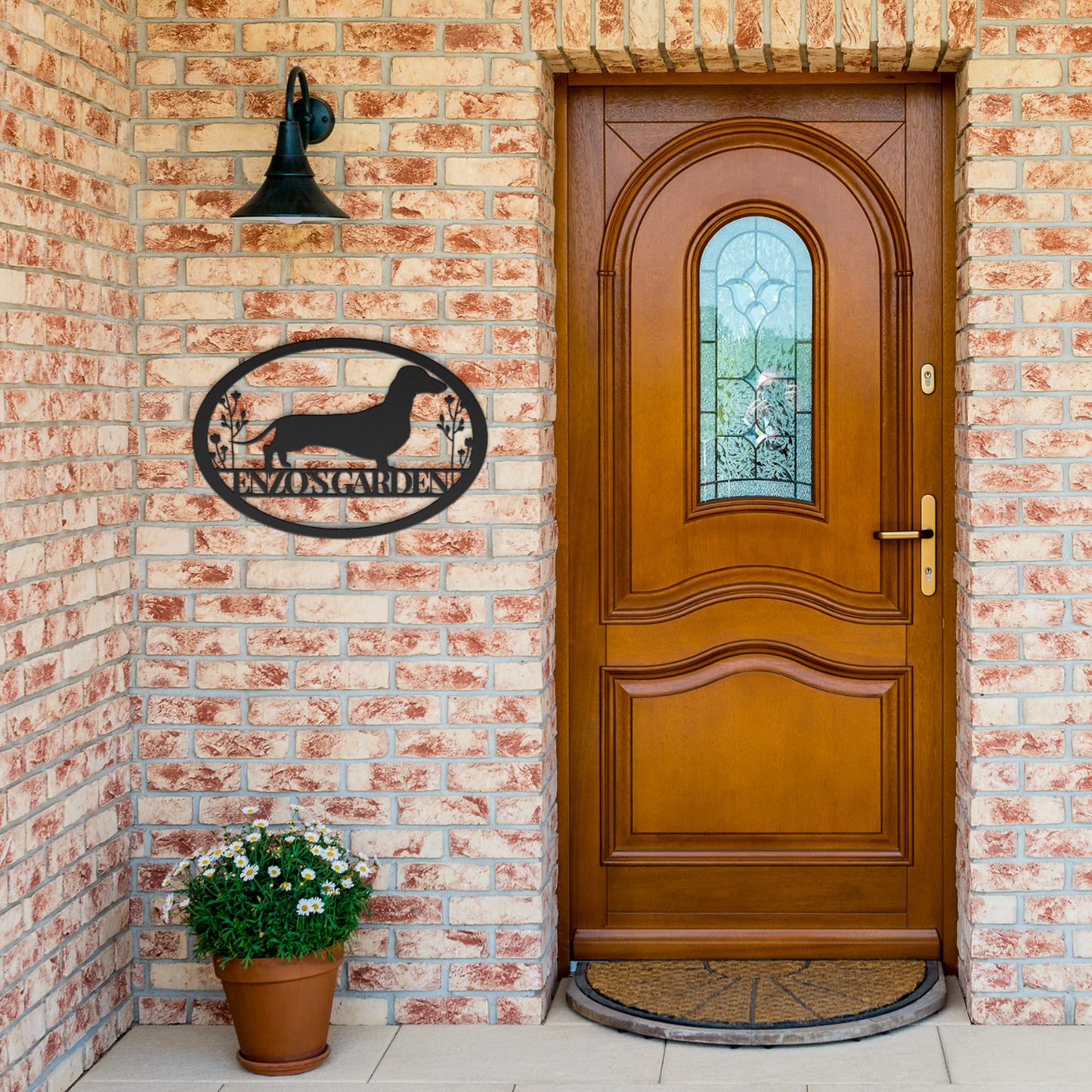 Custom Oval Dachshund Garden Metal Sign