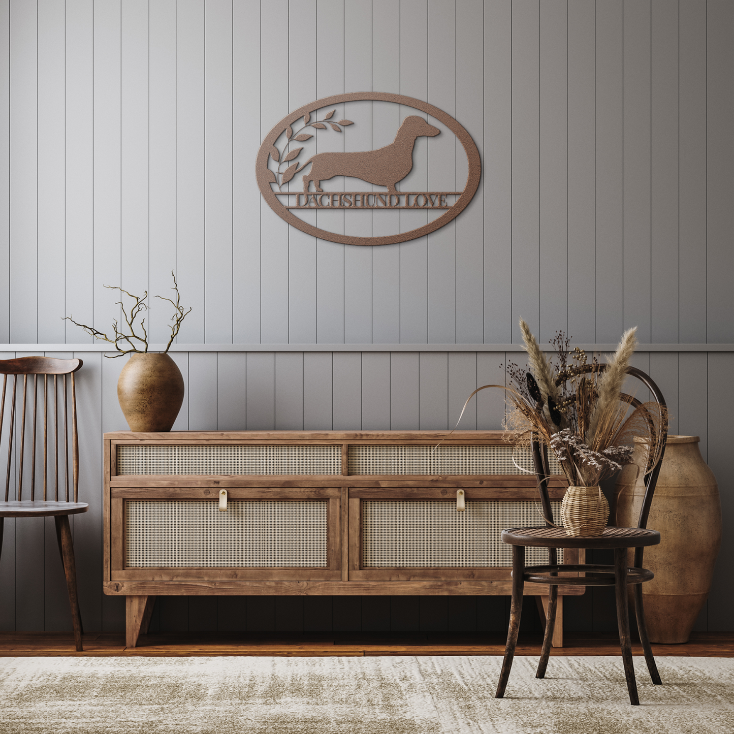 Dachshund Love Oval Metal Sign