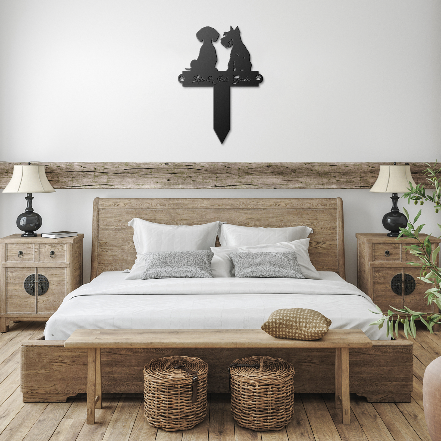 Custom 2 Dogs Garden Steak Metal Sign