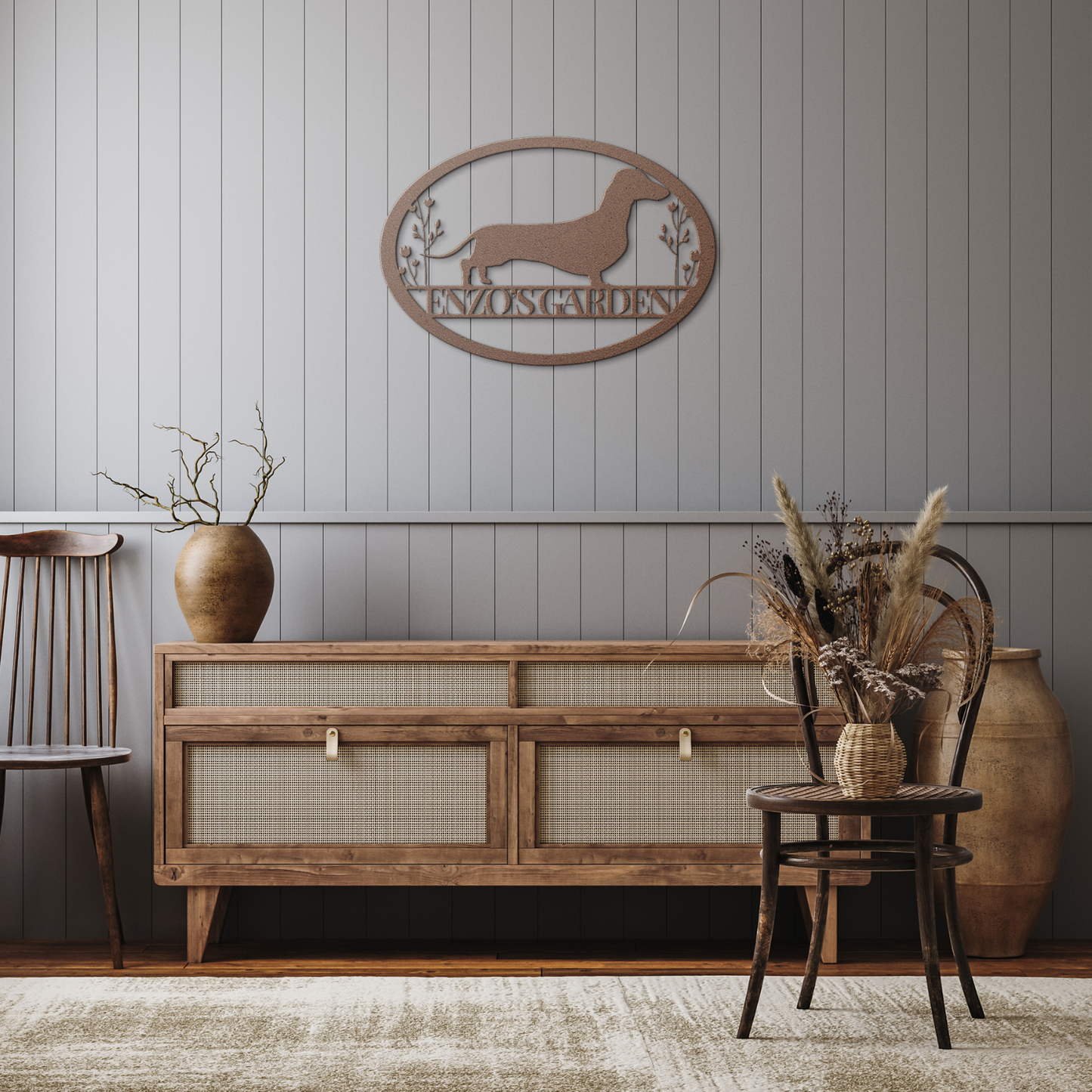 Custom Oval Dachshund Garden Metal Sign