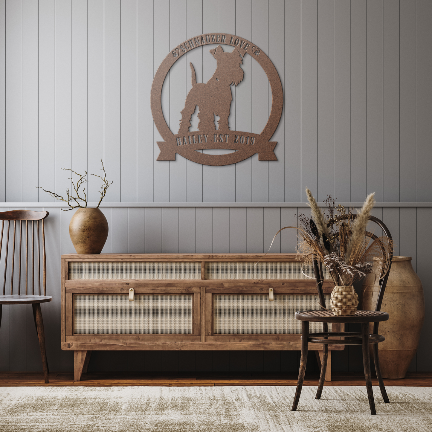 Custom Schnauzer Round Metal Sign
