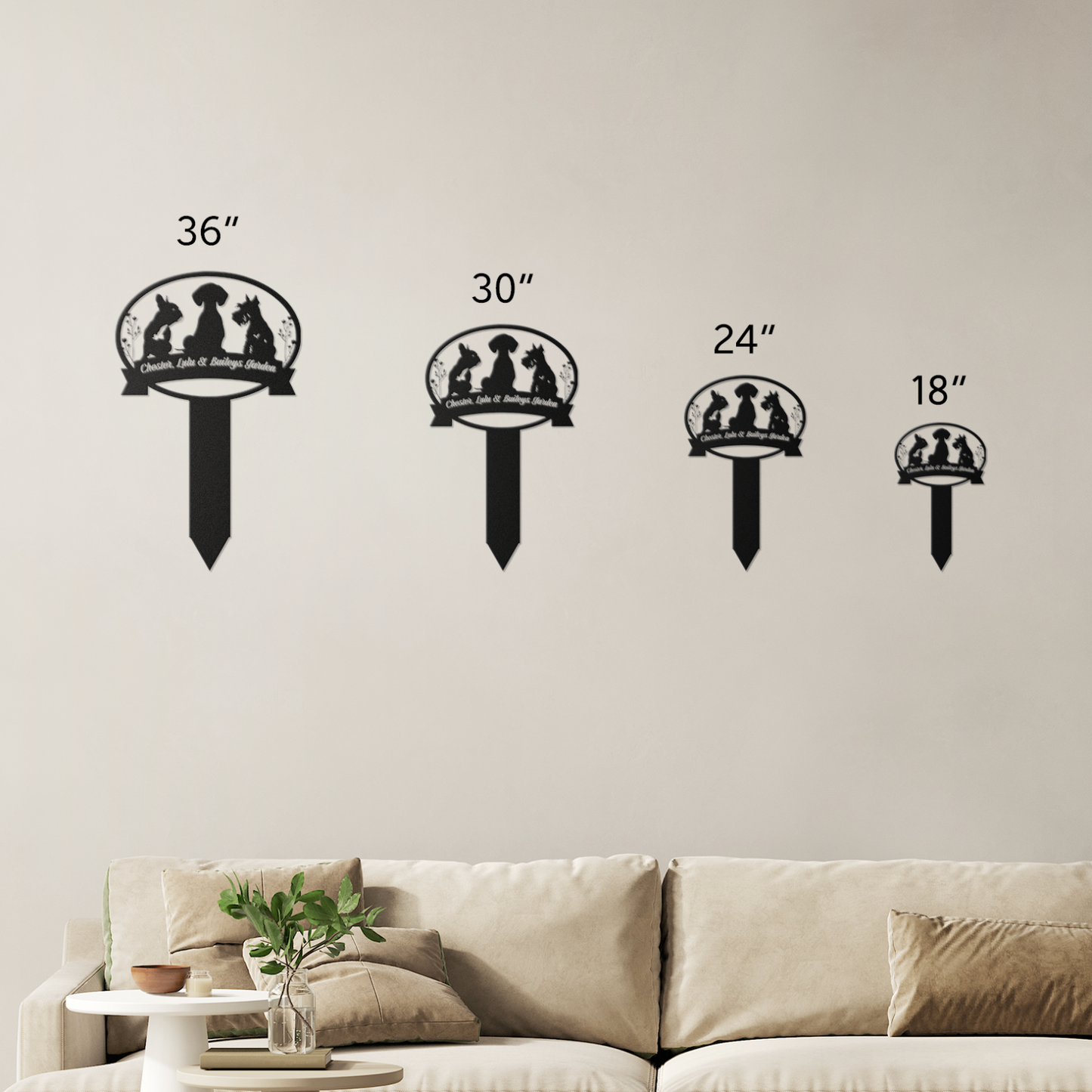 Custom 3 Dogs Oval Steak Metal Sign