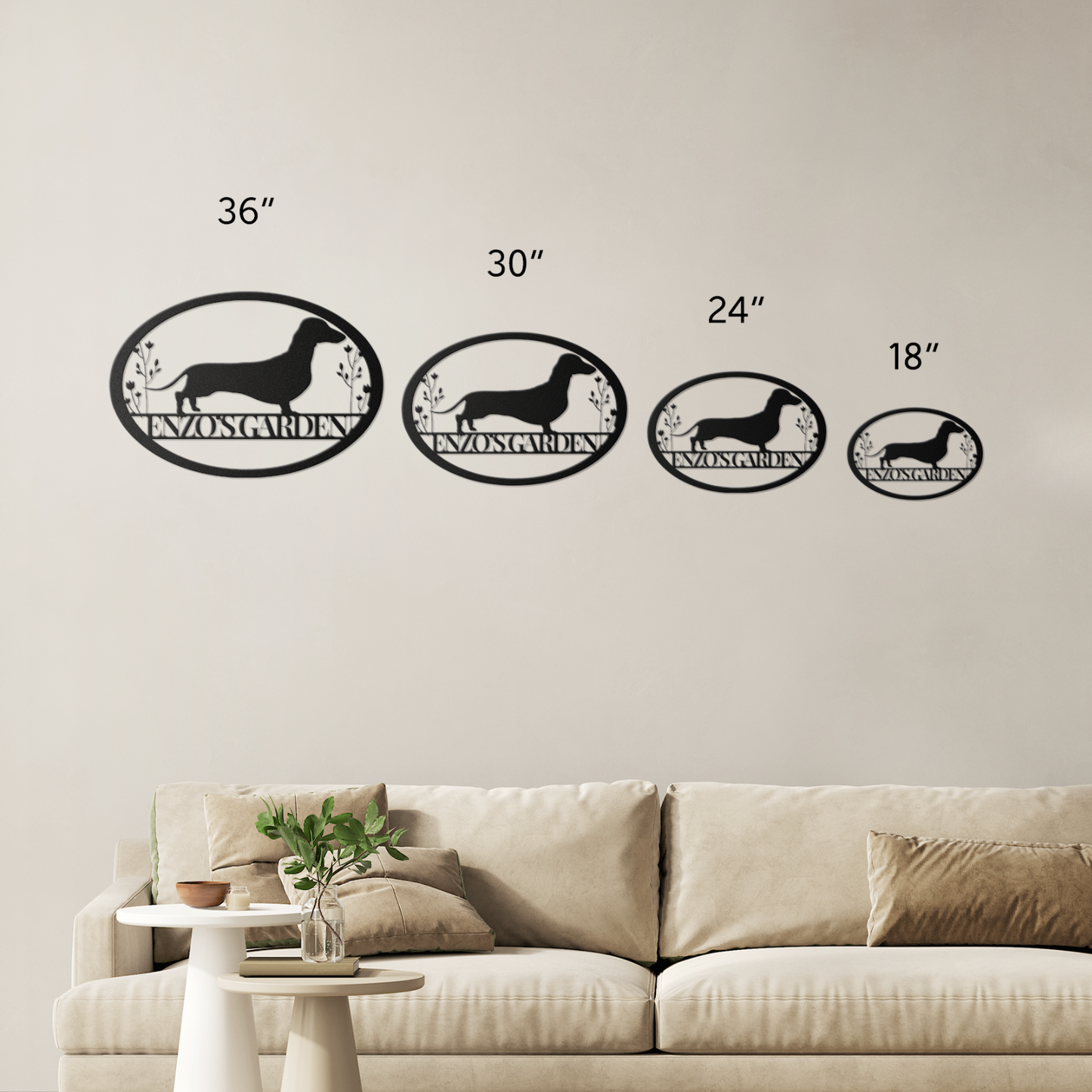 Custom Oval Dachshund Garden Metal Sign