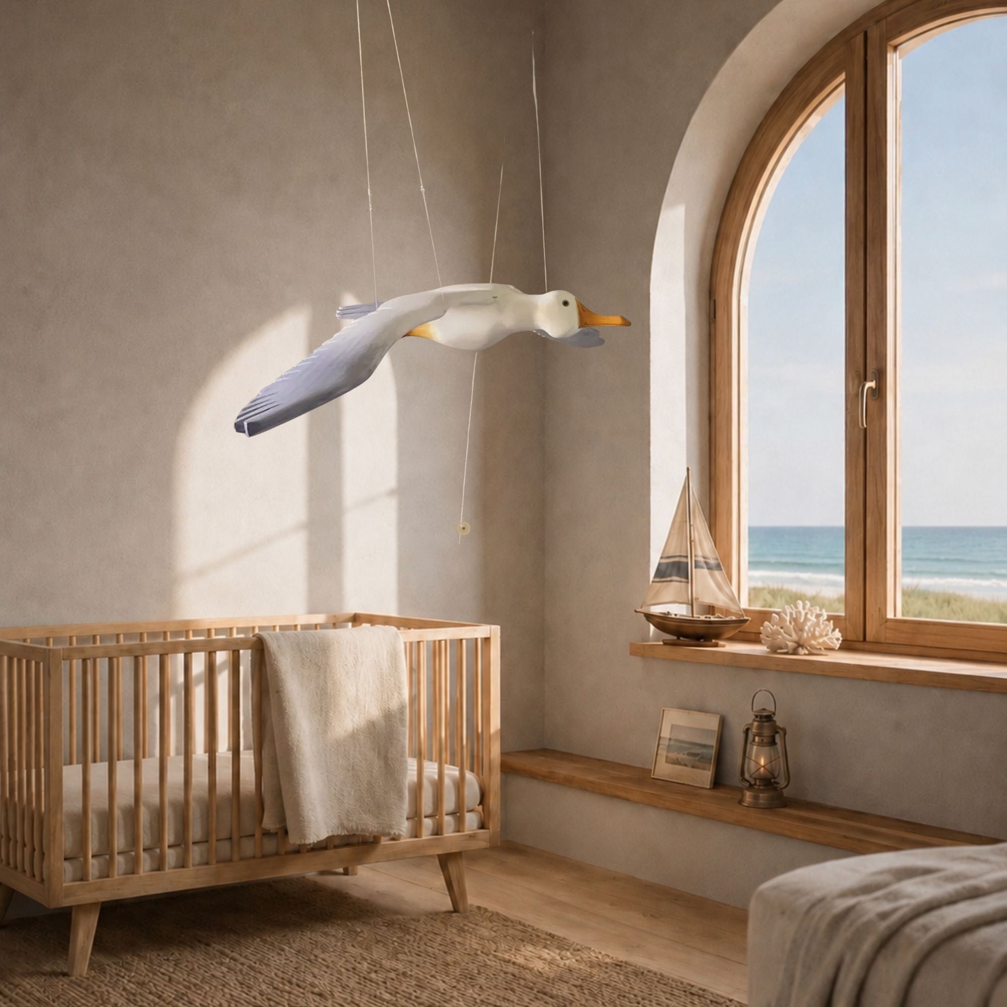 Handcrafted Nursery Seagull Mobile