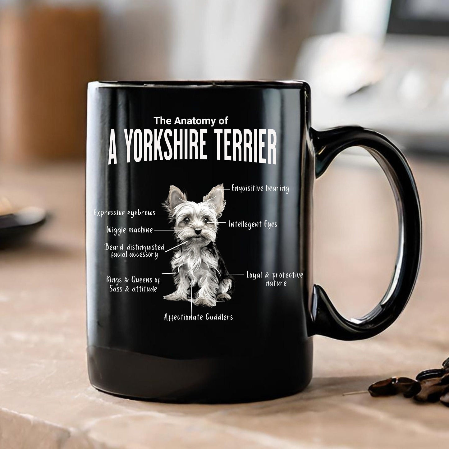 Yorkie Anatomy Mug Black