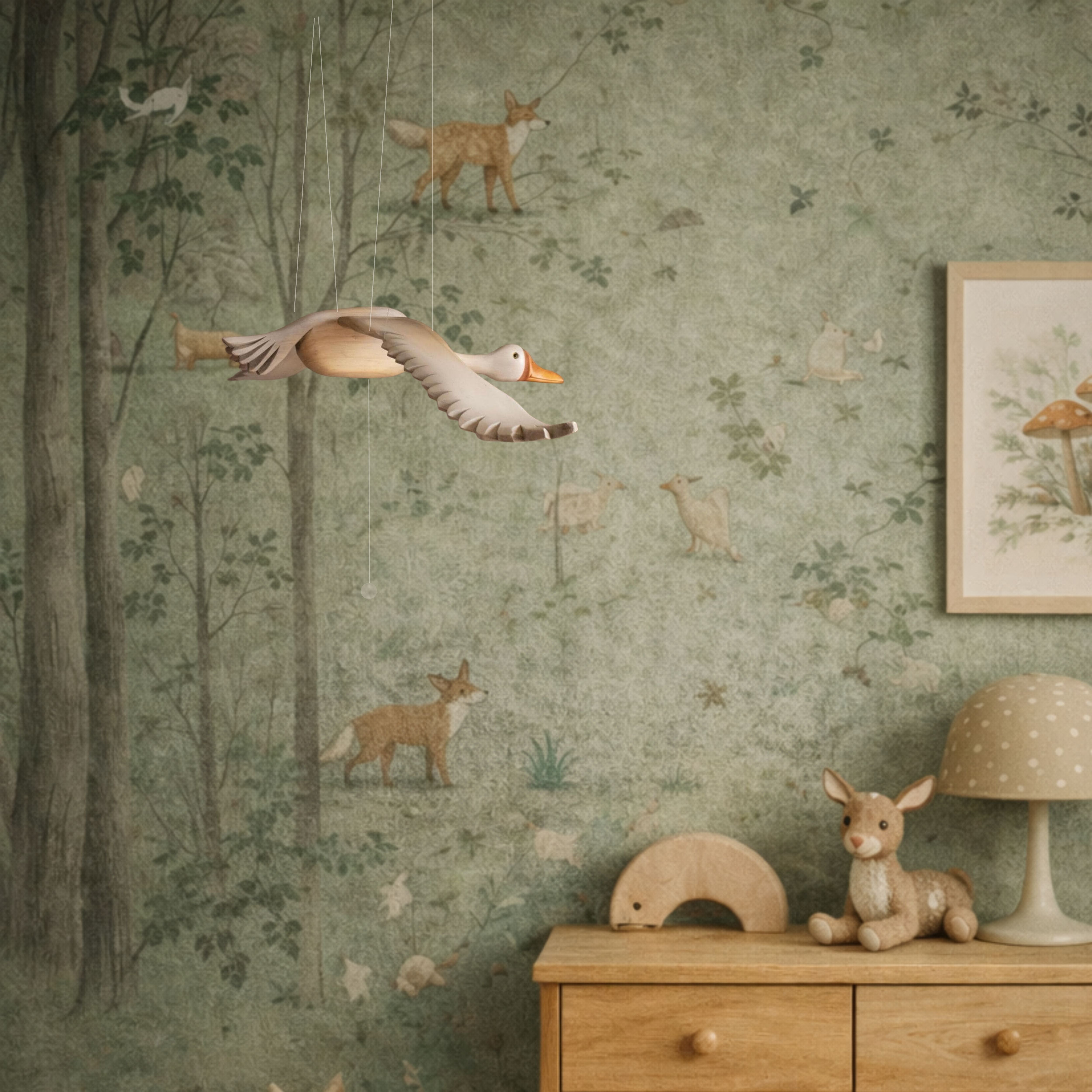 Handcrafted Wooden Goose Nursery Mobile