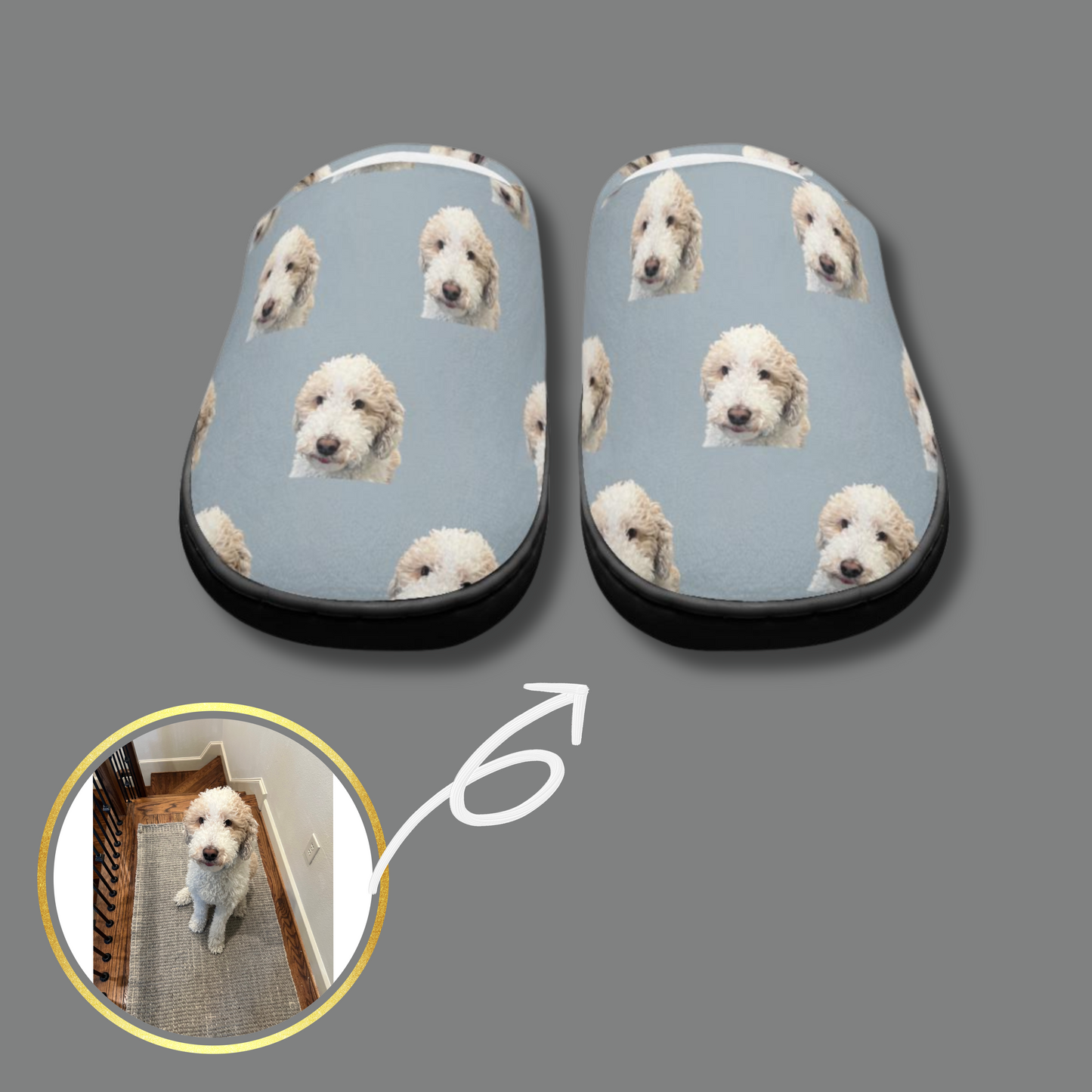 Personalised Slippers With Pet Portraits Print