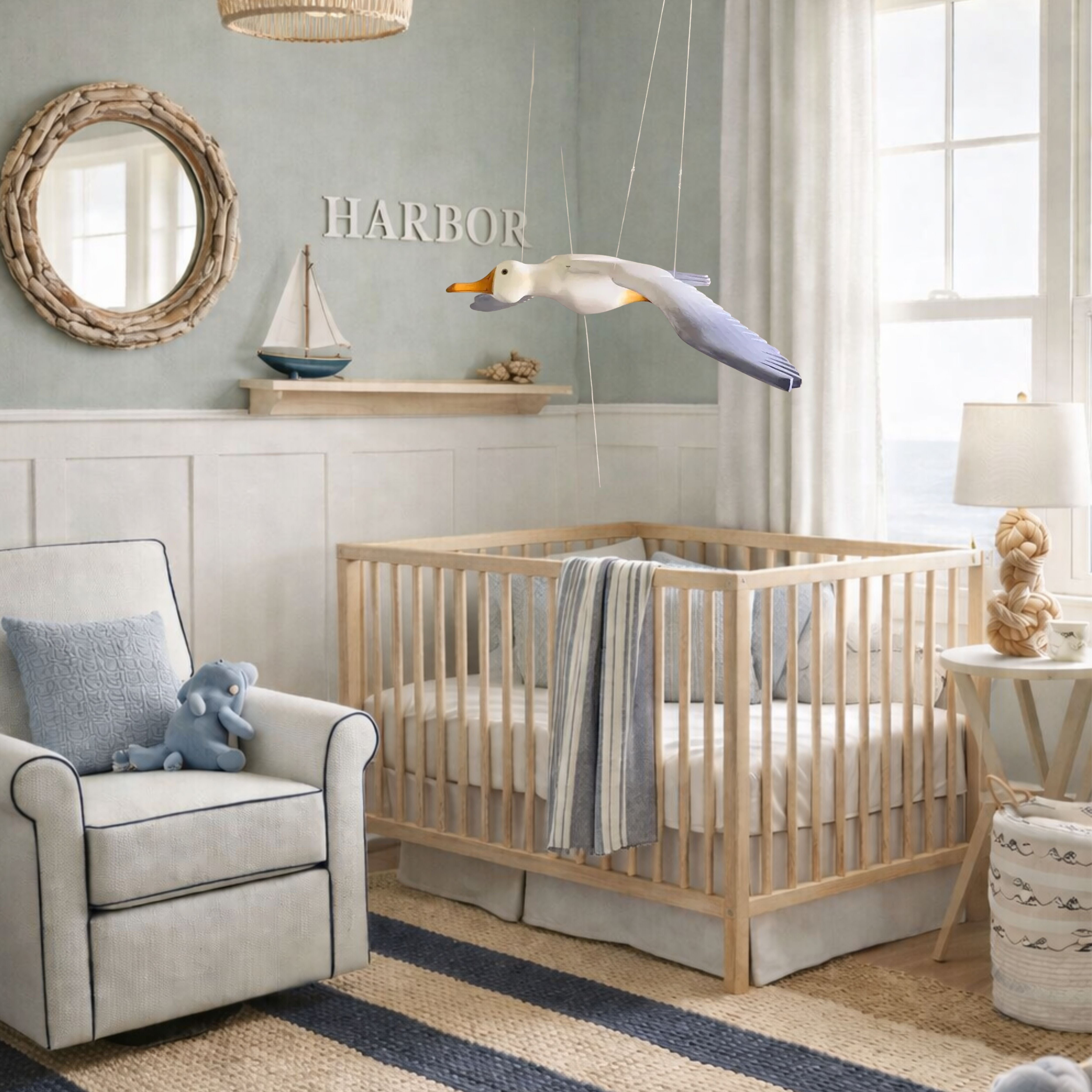 Handcrafted Nursery Seagull Mobile