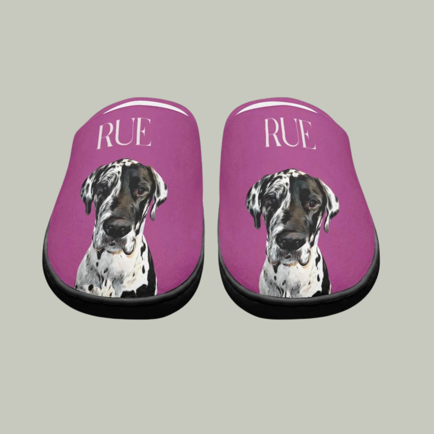 Personalised Slippers With Pet Portrait & Name Bright