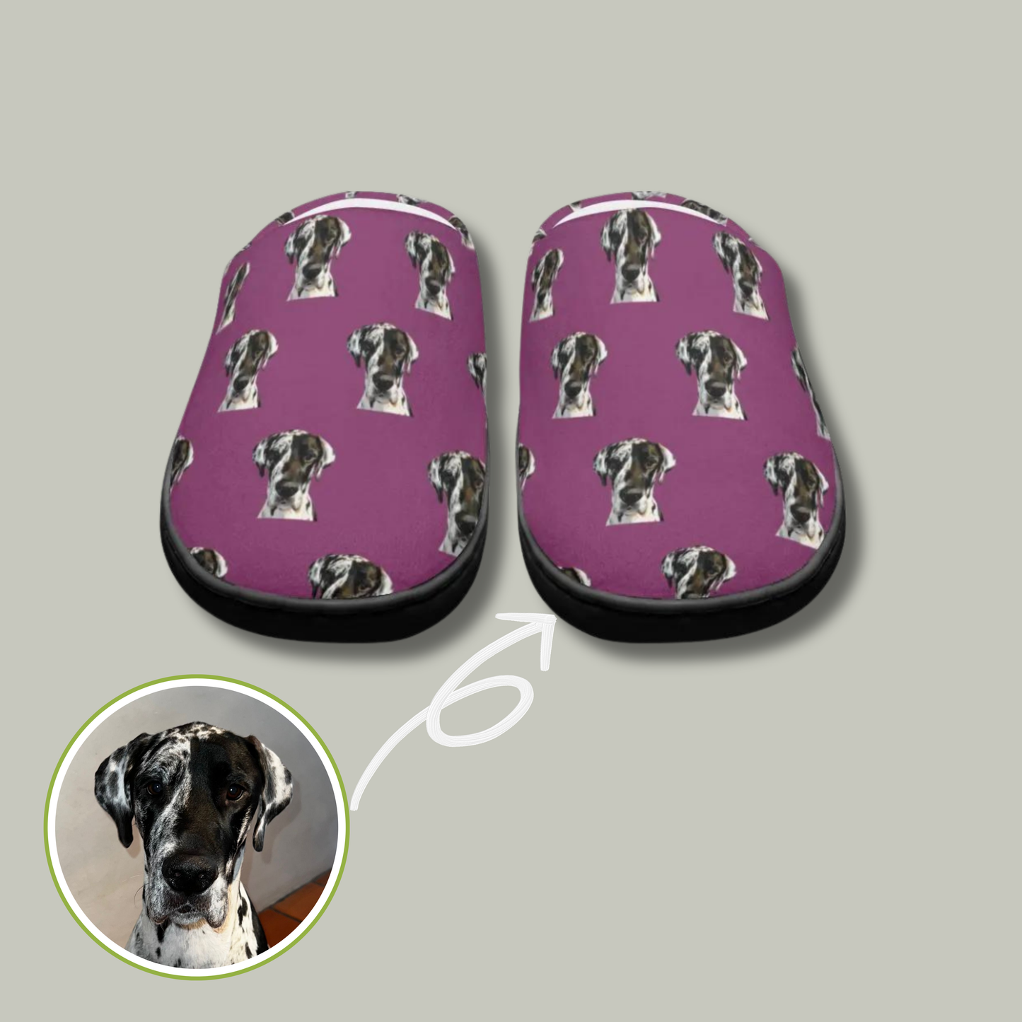 Personalised Slippers With Pet Portraits Bright