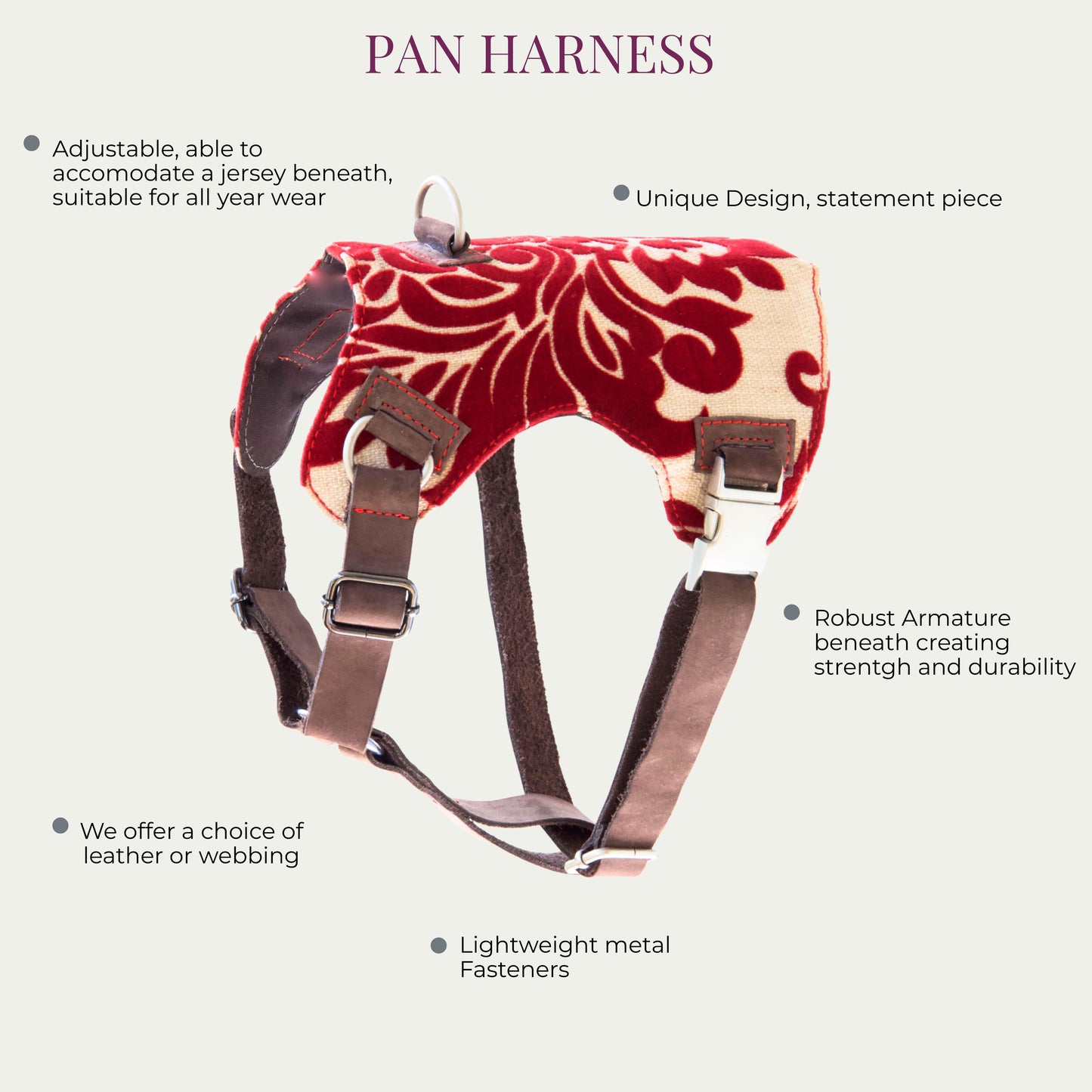 Crimson Royale Brocade Dog Harness