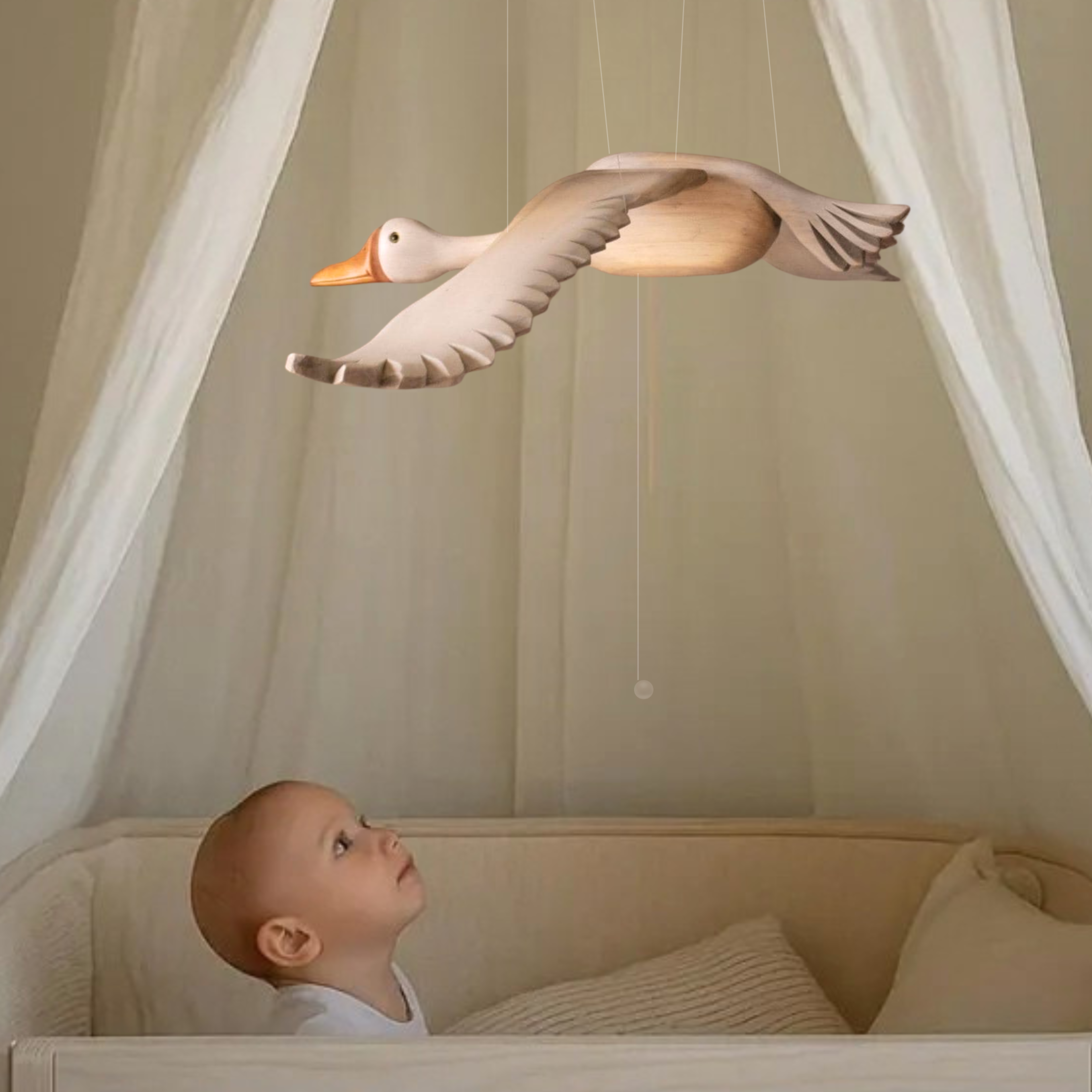 Handcrafted Wooden Goose Nursery Mobile