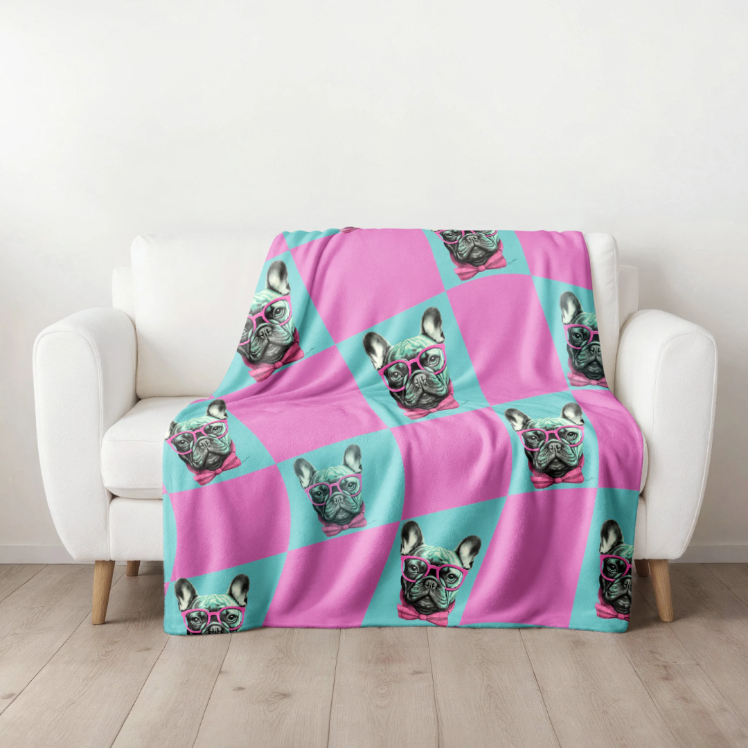 Funky Frenchie Blanket (Pink)