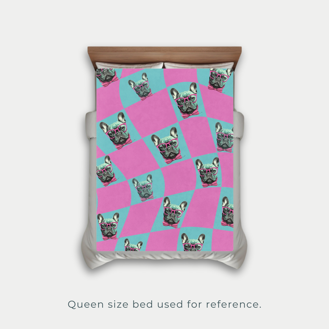 Funky Frenchie Blanket (Pink)