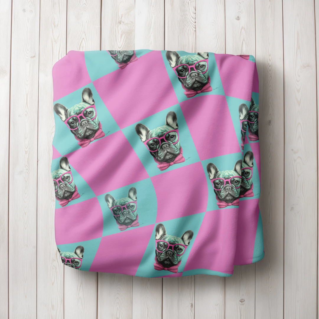 Funky Frenchie Blanket (Pink)