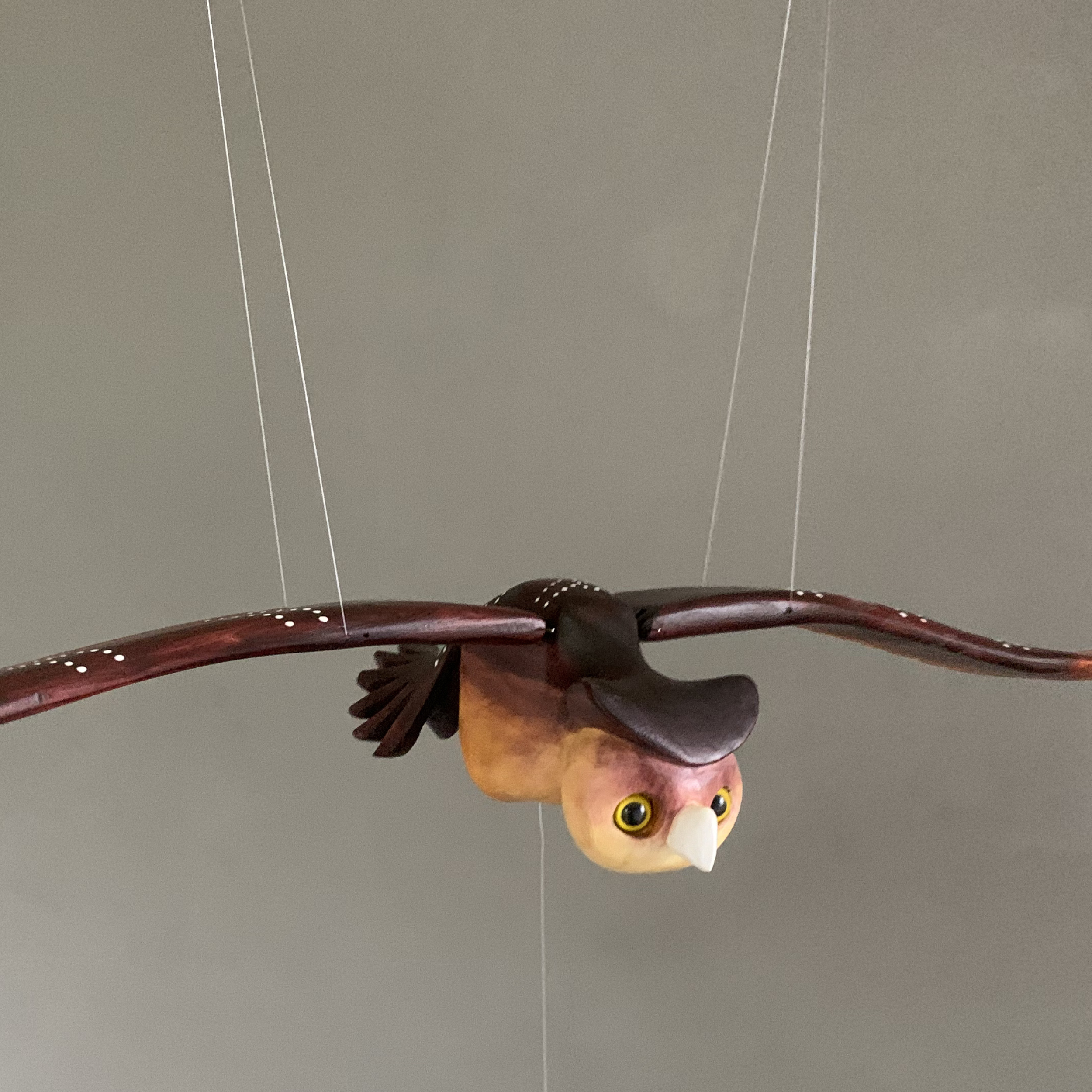 Handcrafted Wooden Owl in woodland Nursery