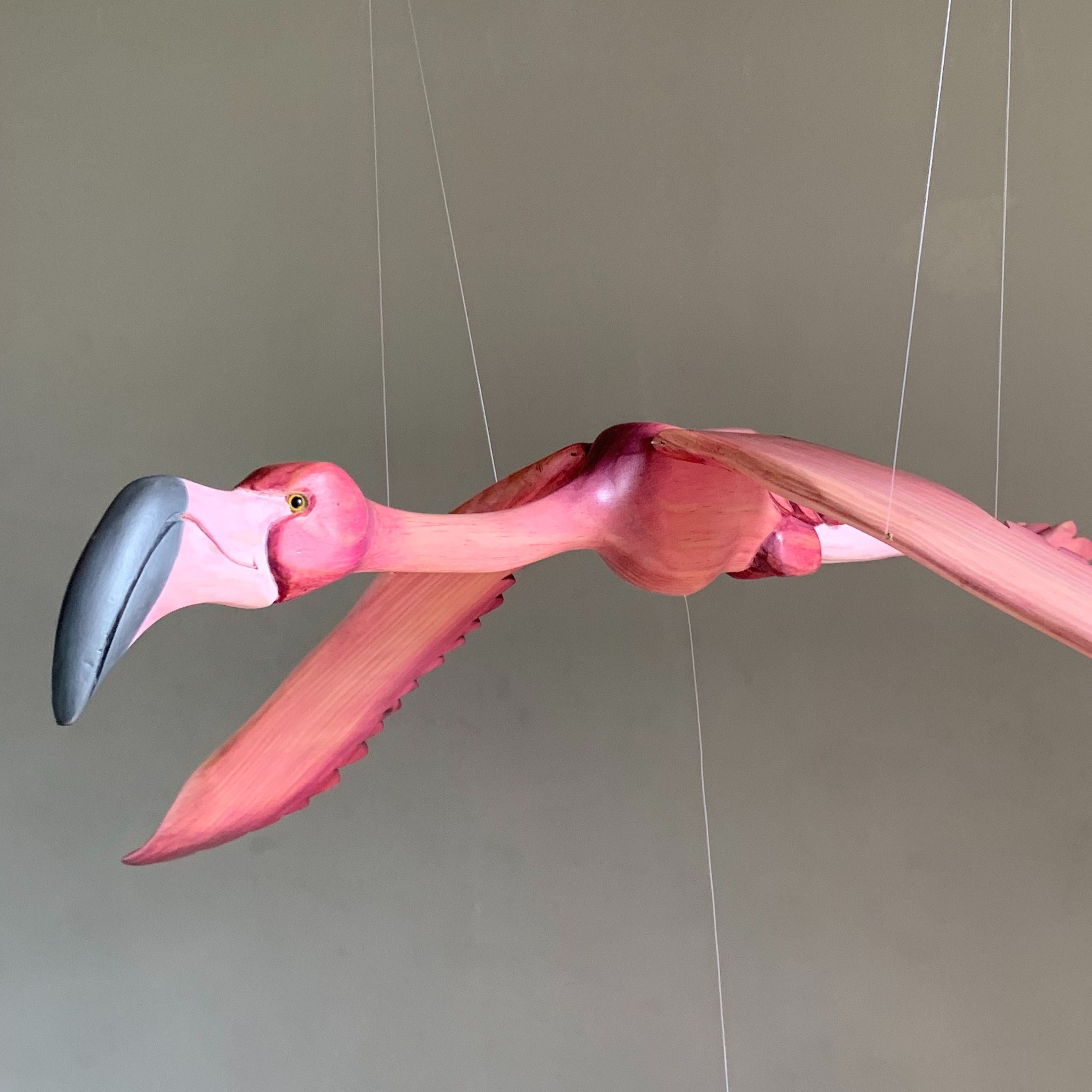 Hand-Carved Flamingo Mobile