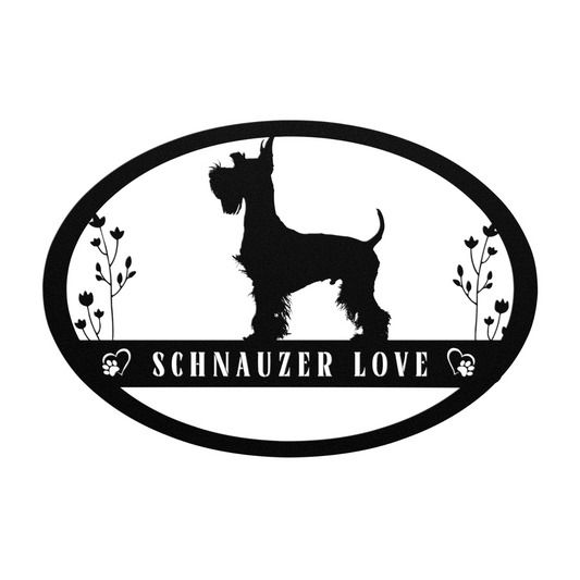 Schnauzer Love Oval Metal Sign