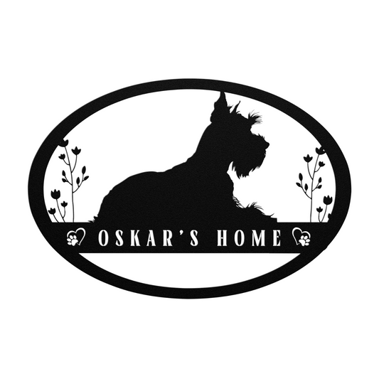 Custom Schnauzer Laying Down Oval Metal Sign