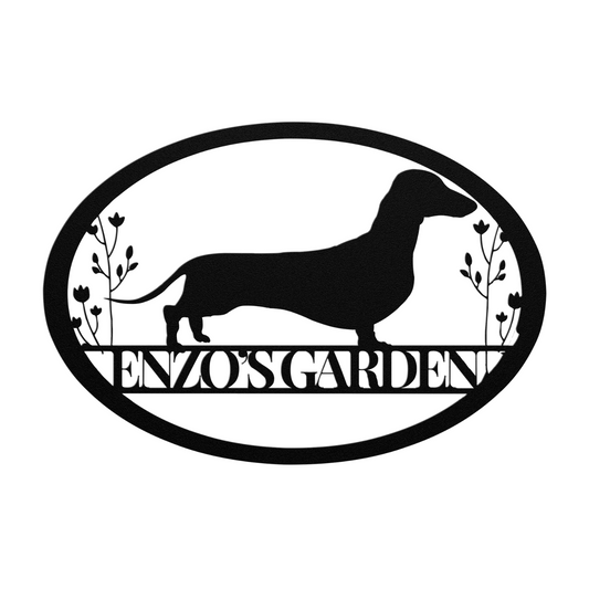 Custom Oval Dachshund Garden Metal Sign