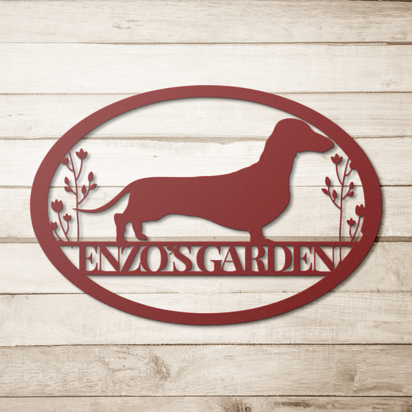 Custom Oval Dachshund Garden Metal Sign