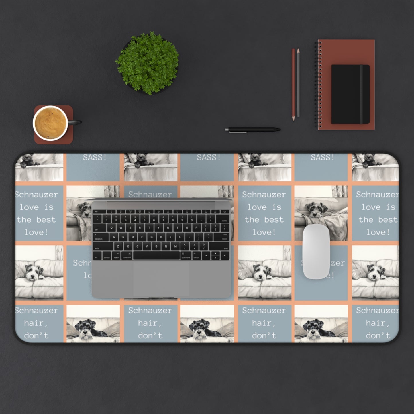 Schnauzer Dog Grid Desk Mat