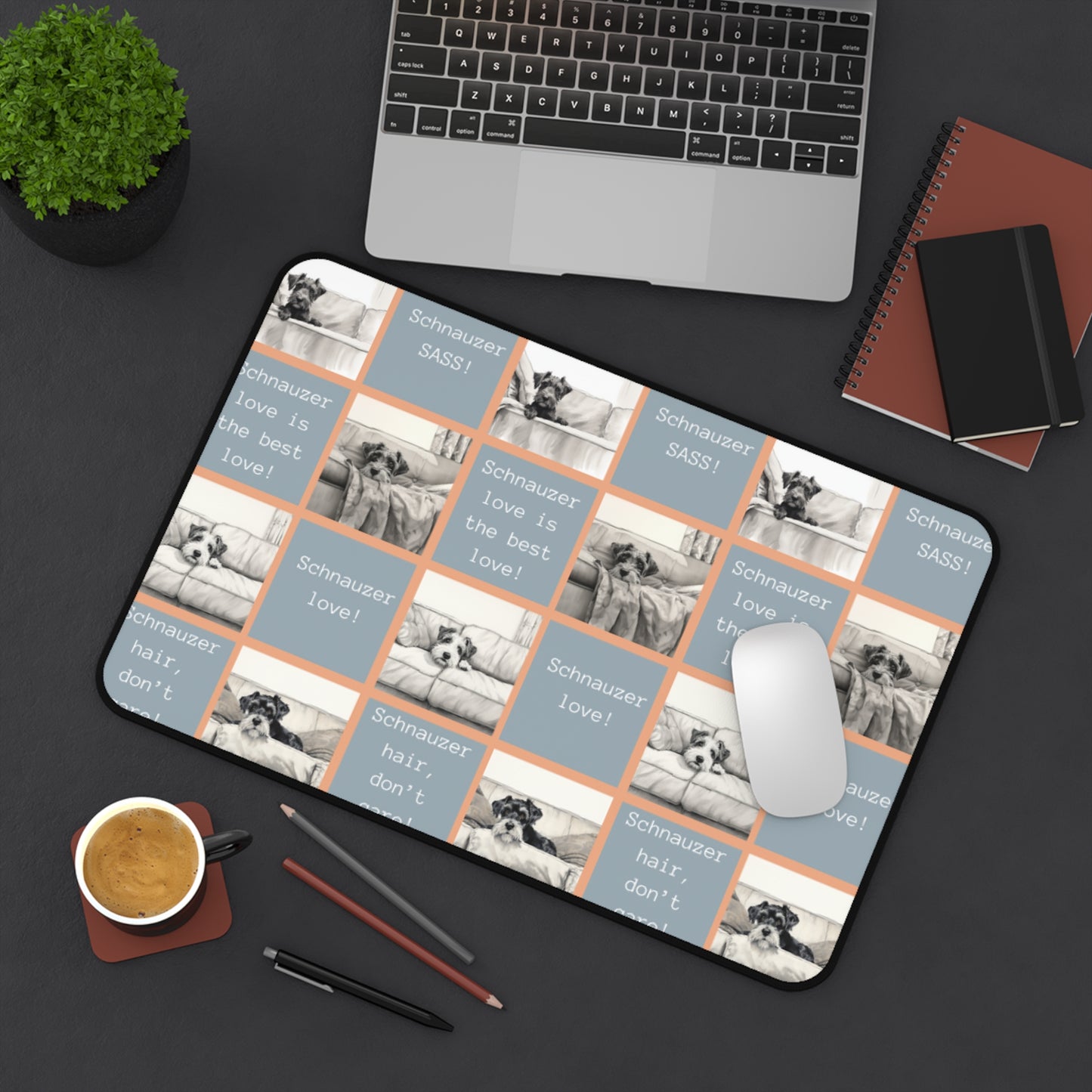 Schnauzer Dog Grid Desk Mat