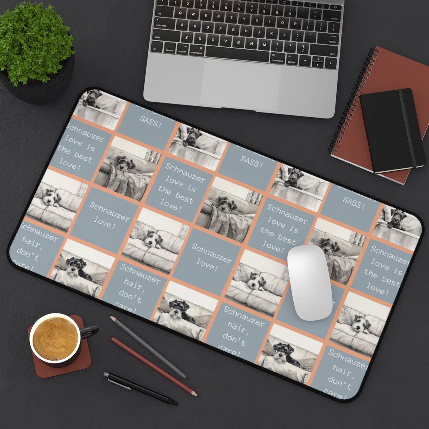 Schnauzer Dog Grid Desk Mat