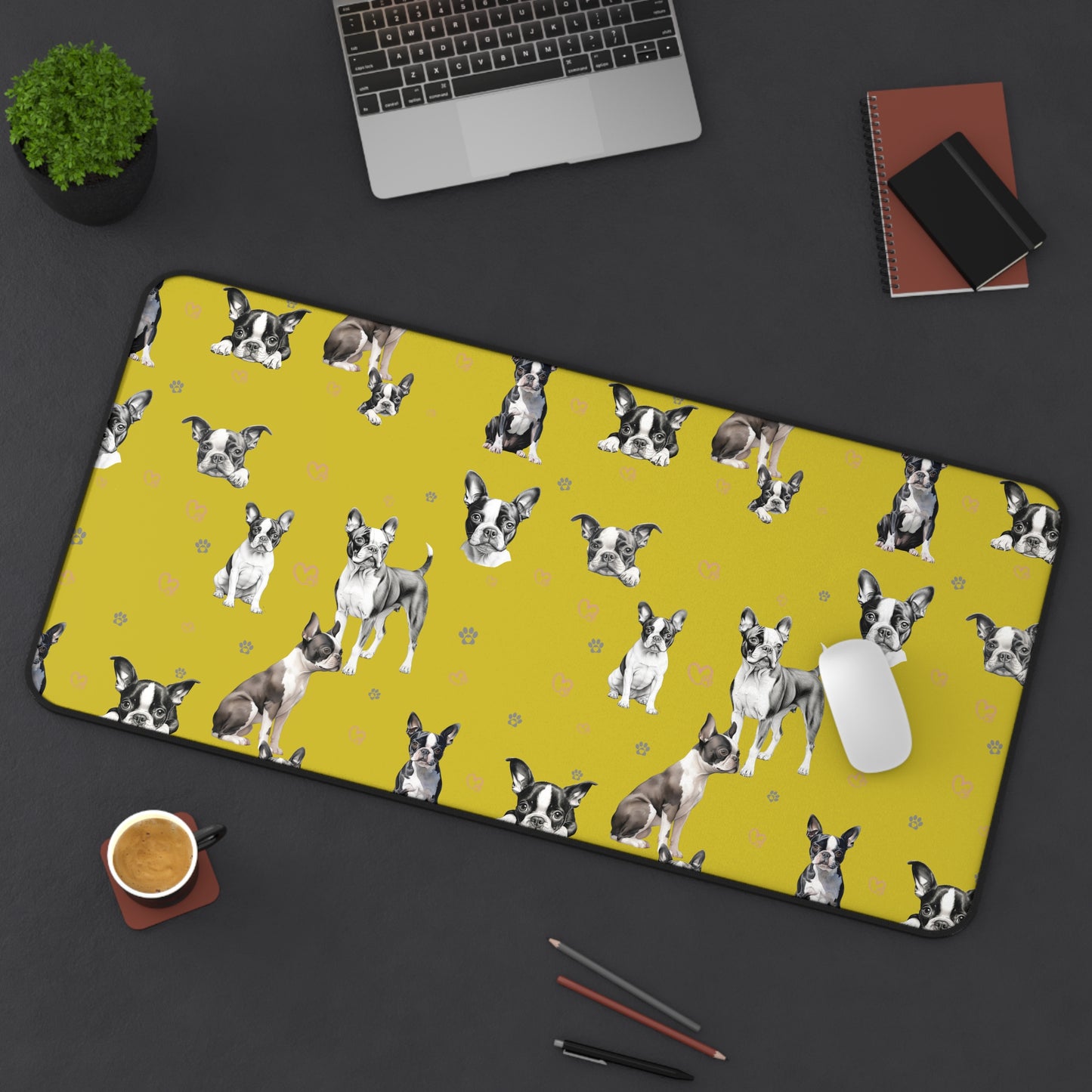 Boston Terrier Desk Mat Chartreuse