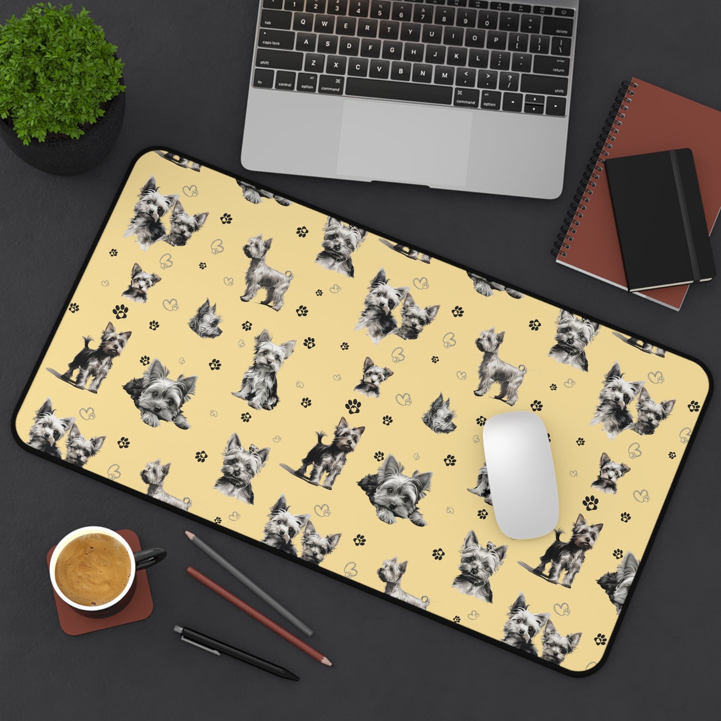 Yorkie Dog Desk Mat Yellow