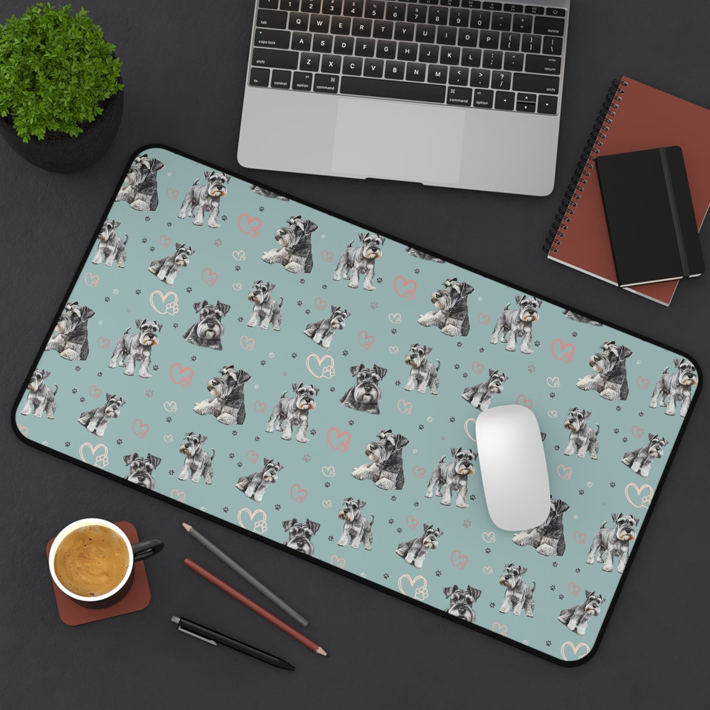 Schnauzer Heart Desk Mat