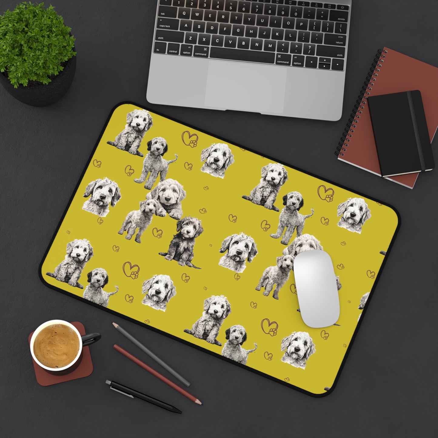 Goldendoodle Desk Mat Chartreuse