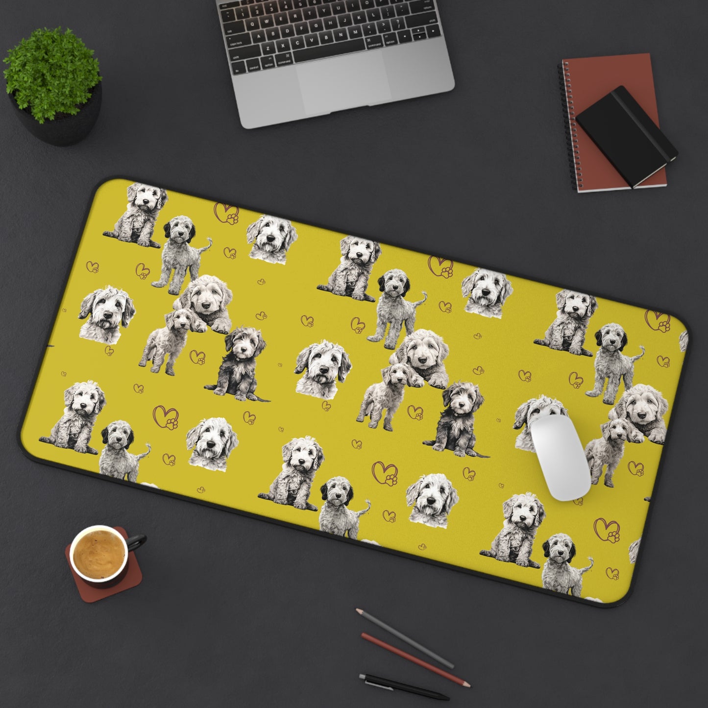 Goldendoodle Desk Mat Chartreuse