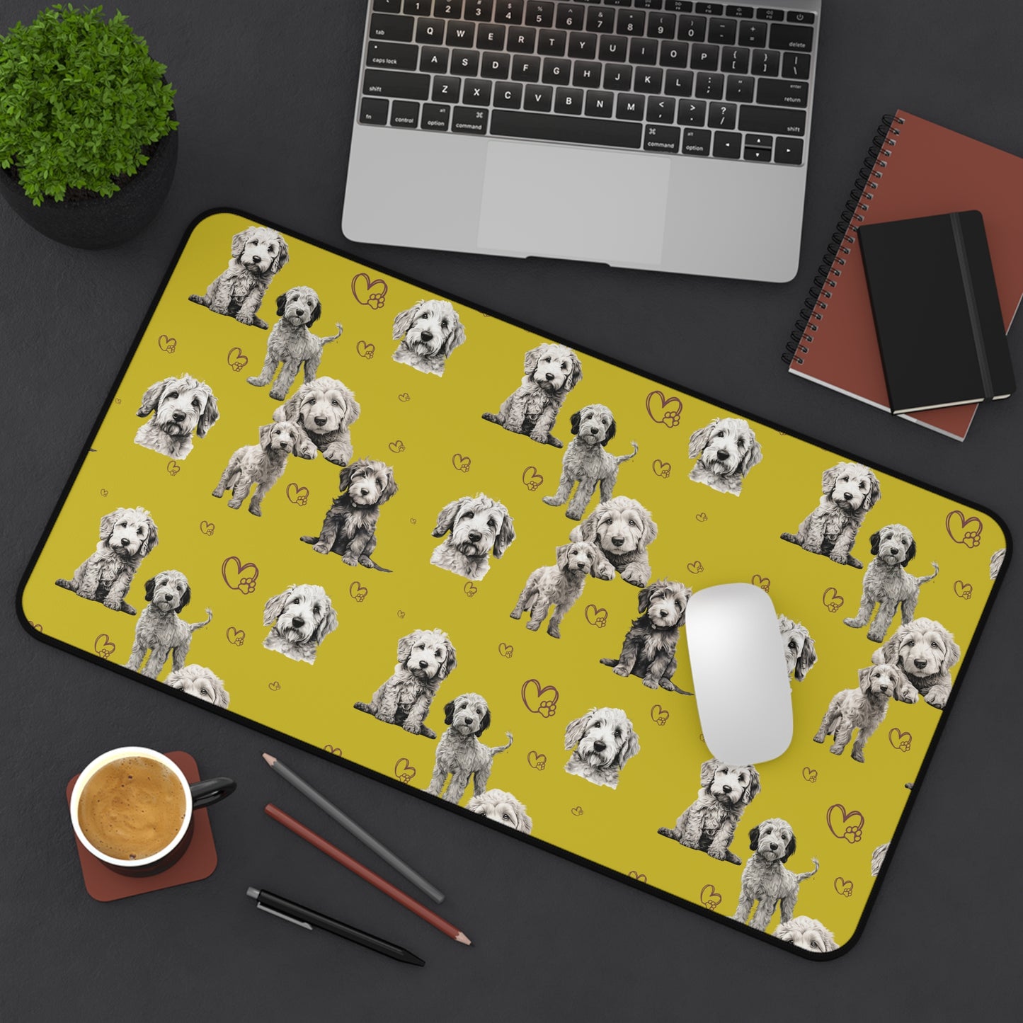 Goldendoodle Desk Mat Chartreuse