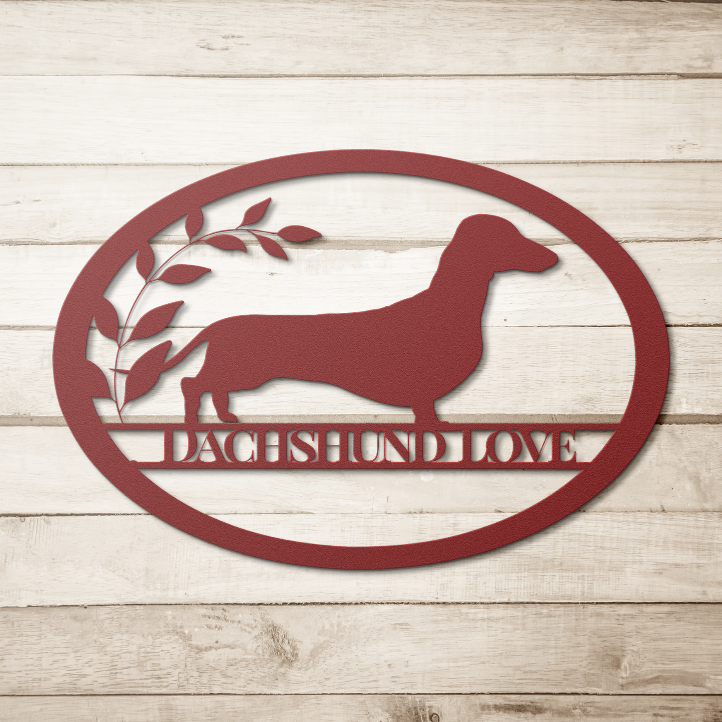 Dachshund Love Oval Metal Sign