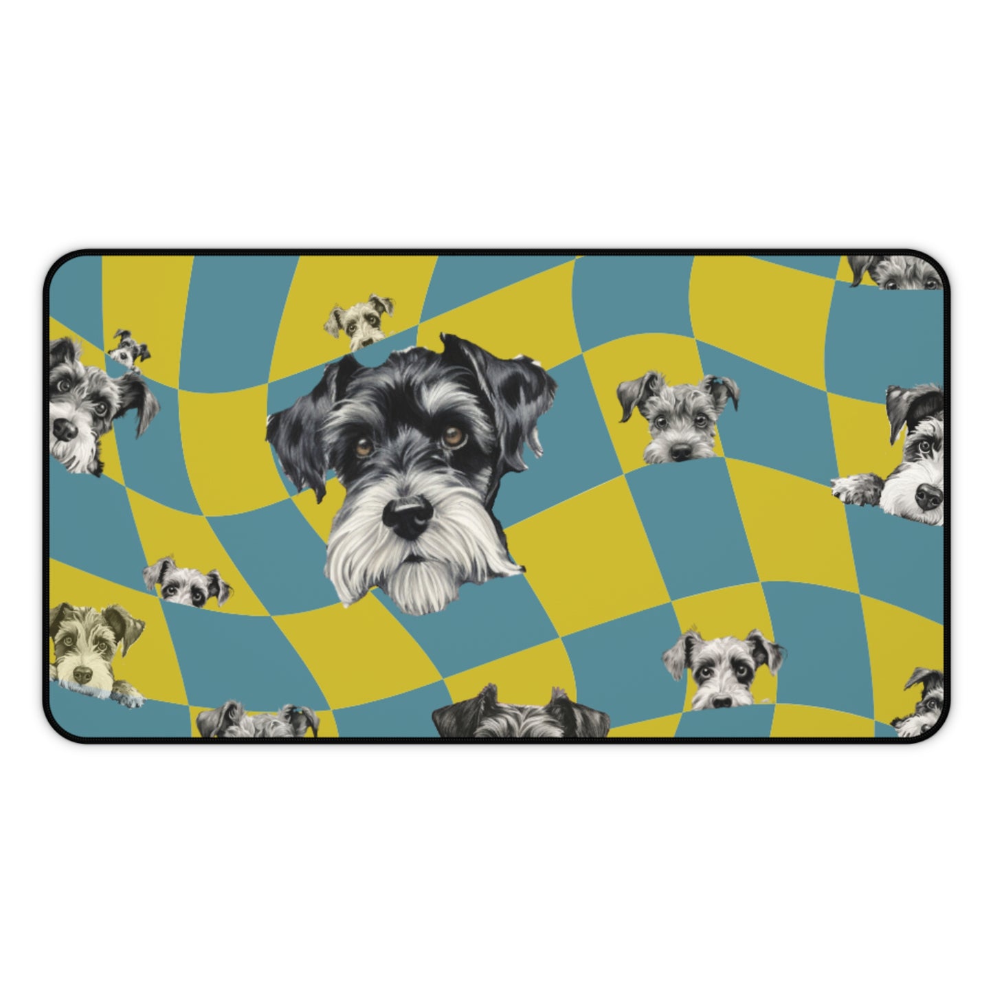 Funky Schnauzer Desk Mat Teal & Chartreuse