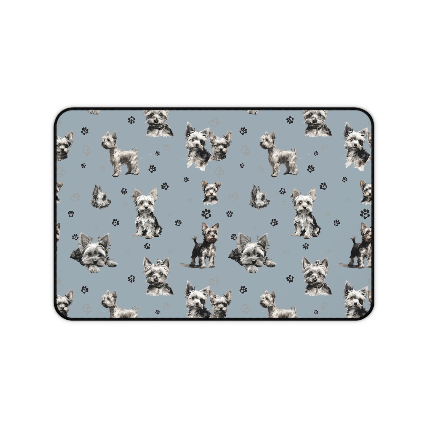 Yorkie Dog Desk Mat Blue