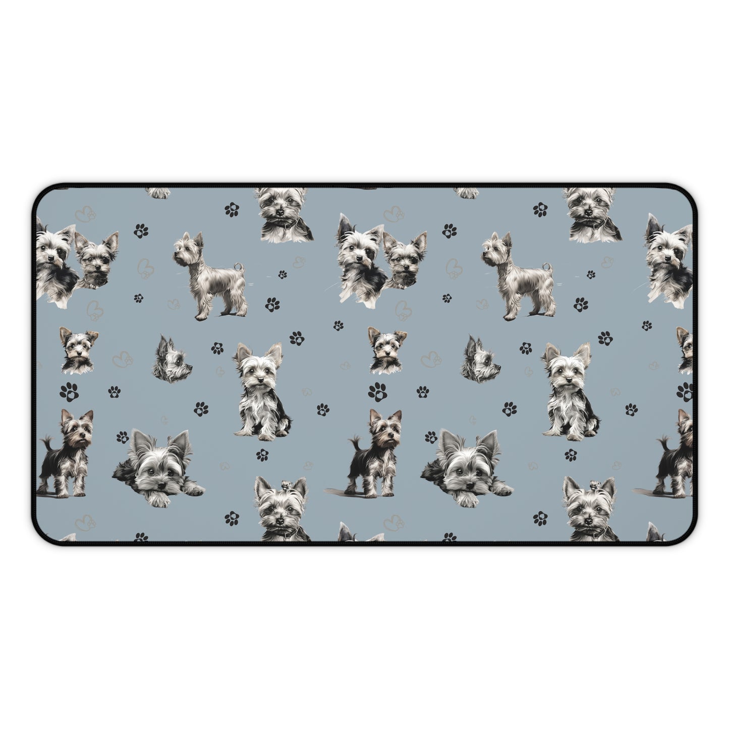 Yorkie Dog Desk Mat Blue