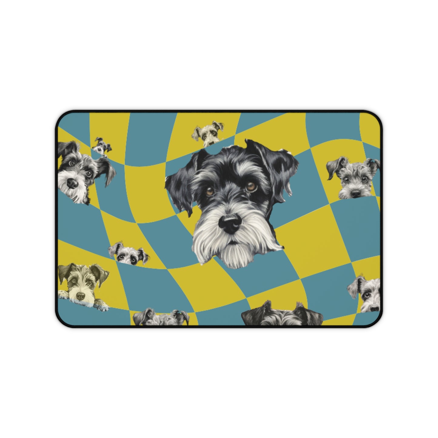 Funky Schnauzer Desk Mat Teal & Chartreuse