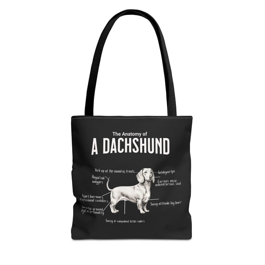 Dachshund Anatomy Tote Bag (Black)