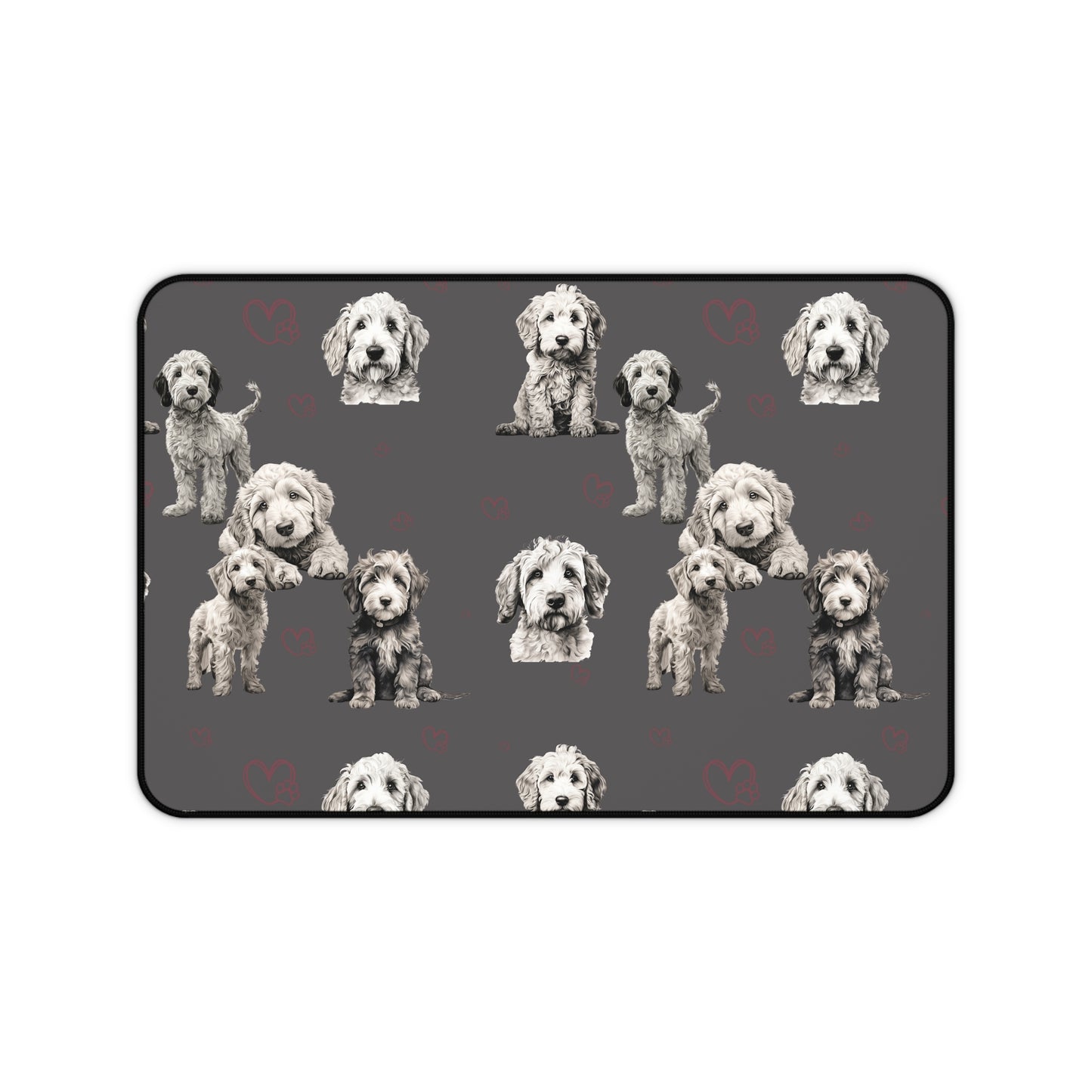 Goldendoodle Desk Mat Grey