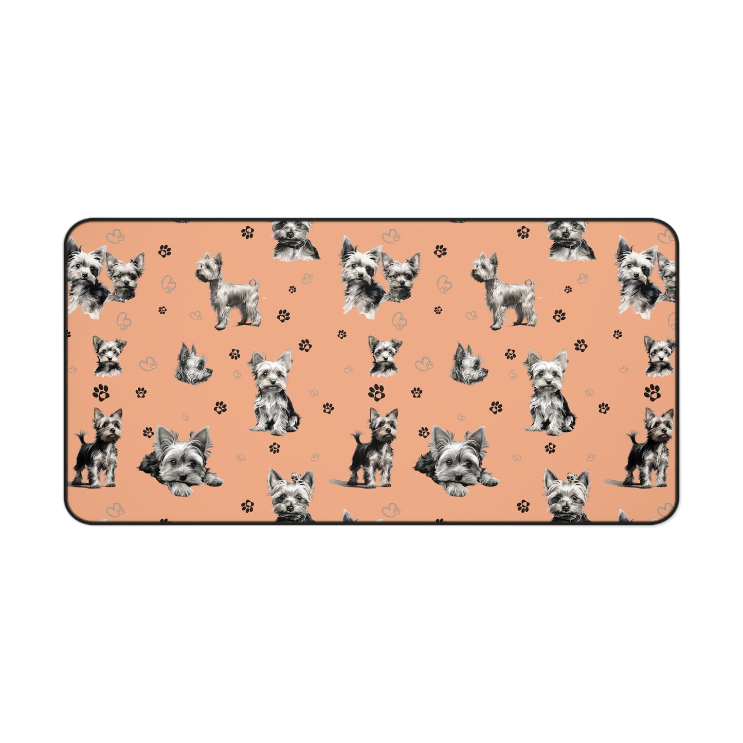 Yorkie Dog Desk Mat Peach