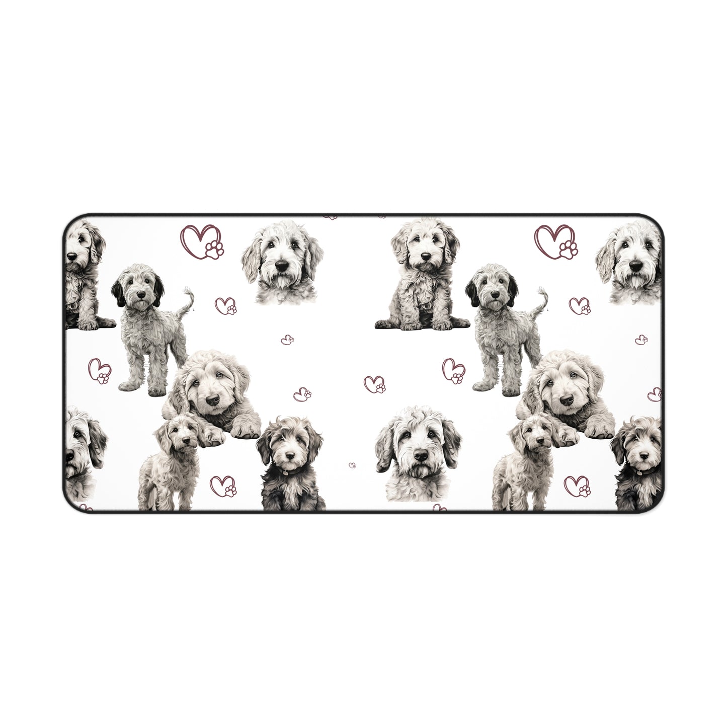 Goldendoodle Desk Mat White