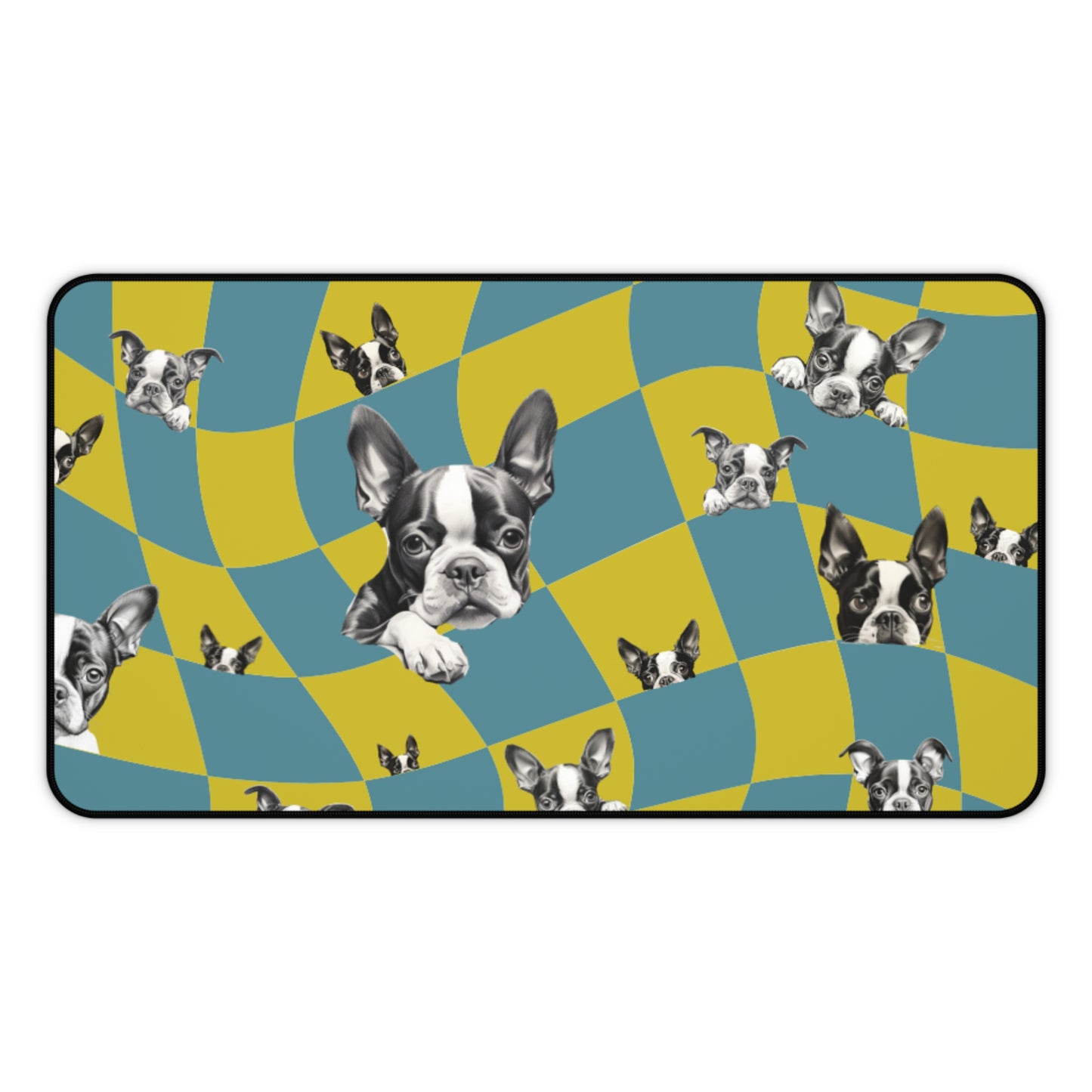 Funky Boston Desk Mat Teal & Chartreuse