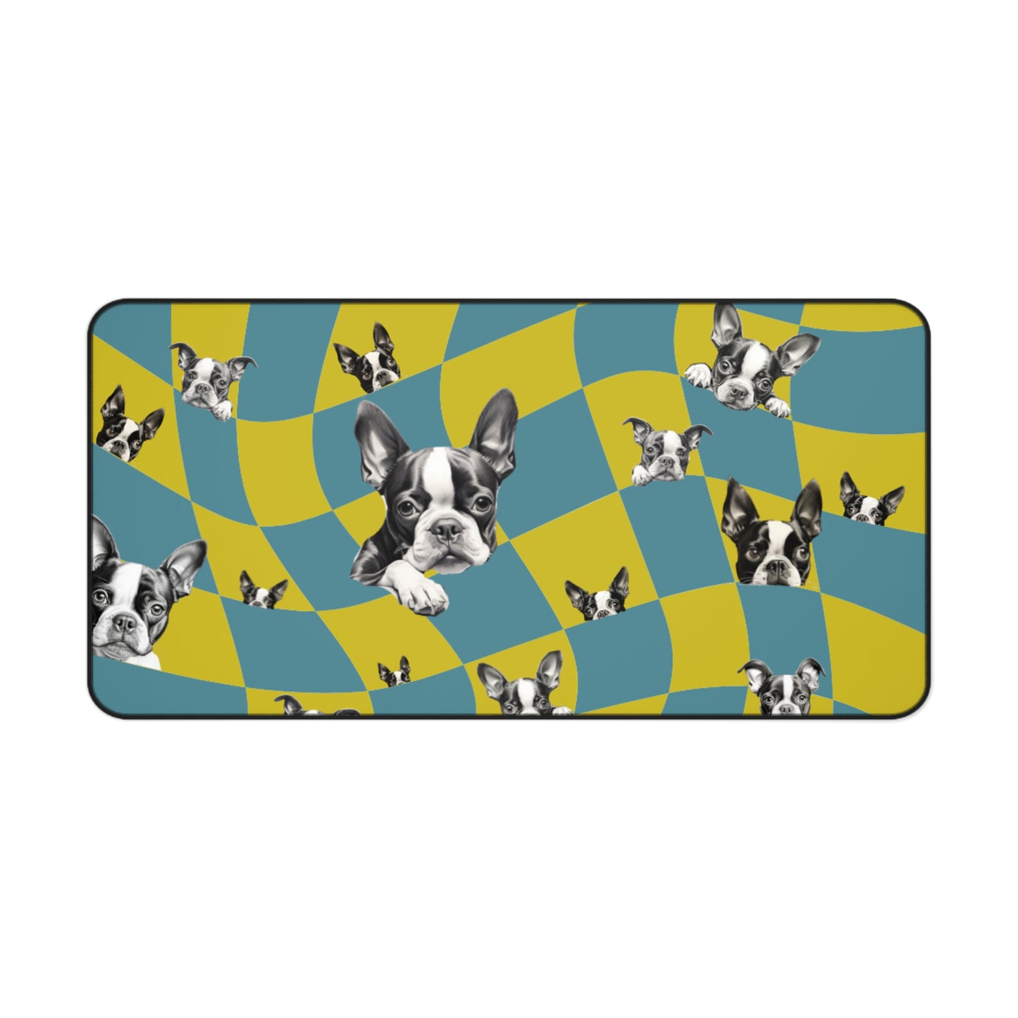 Funky Boston Desk Mat Teal & Chartreuse